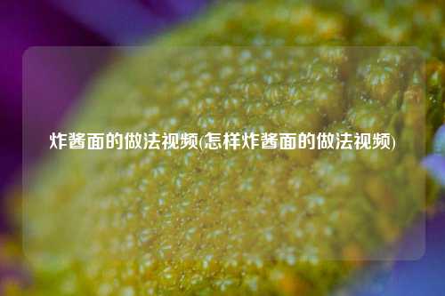 炸酱面的做法视频(怎样炸酱面的做法视频)